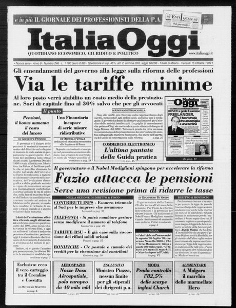 Italia oggi : quotidiano di economia finanza e politica